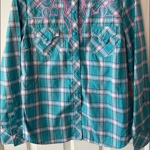 Dansei long sleeve western shirt snaps down the front no buttons